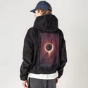 solareclipse patch on male retro cord hoodie in onyx