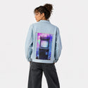 soulofthearcade patch on female og denim jacket in oceanside