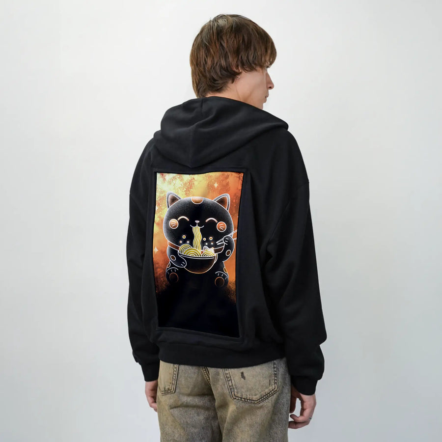souloftheluckyramencat patch on male essential zip hoodie in after hours