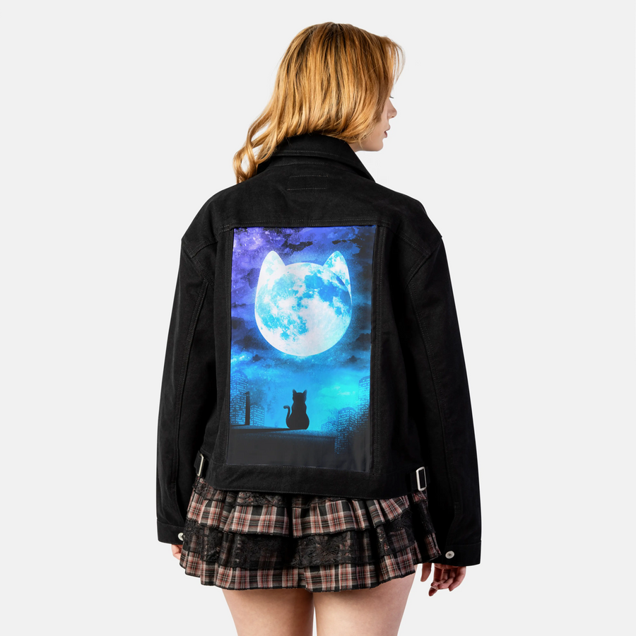 soulofthemooncat patch on female atelier canvas jacket in nightfall