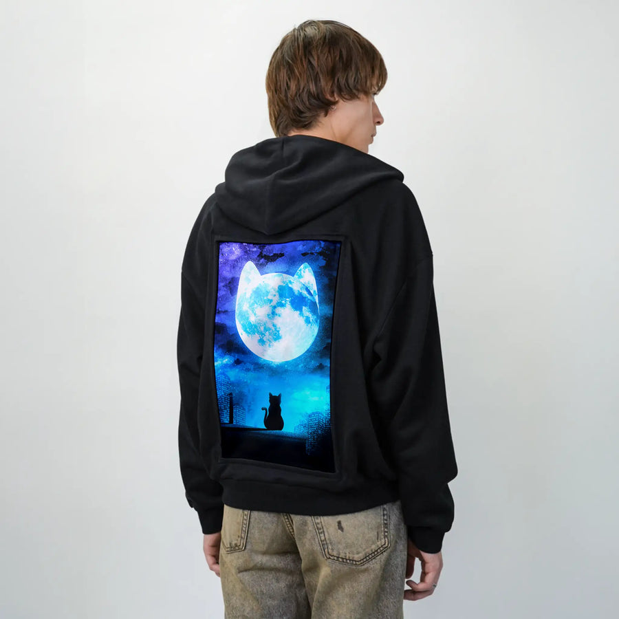 soulofthemooncat patch on male essential zip hoodie in after hours