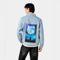 soulofthemooncat patch on male og denim jacket in oceanside