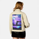 souloftheneogirl patch on female atelier canvas jacket in tan
