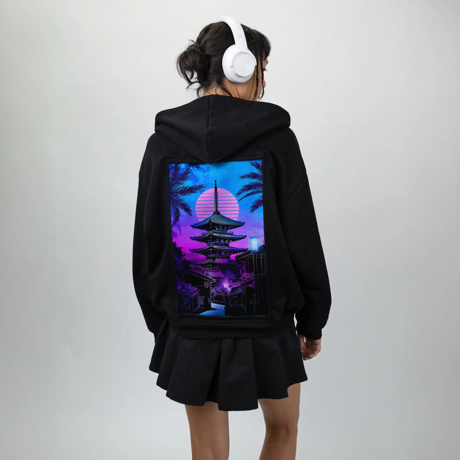 souloftheretroyasakapagoda patch on female essential zip hoodie in after hours