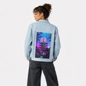 souloftheretroyasakapagoda patch on female og denim jacket in oceanside