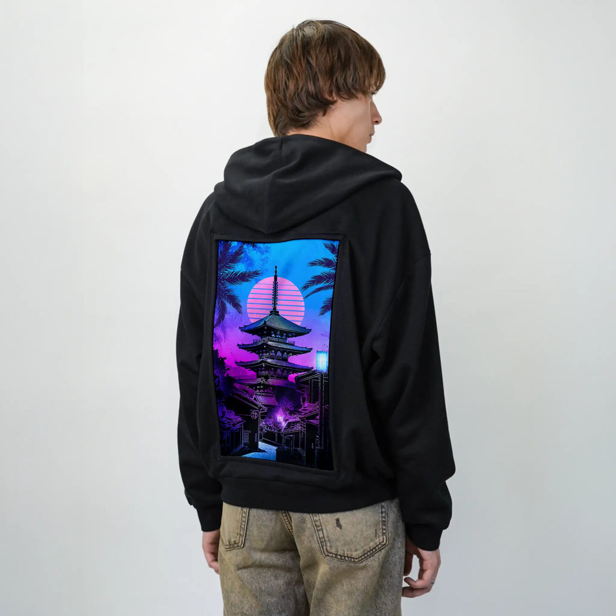 souloftheretroyasakapagoda patch on male essential zip hoodie in after hours