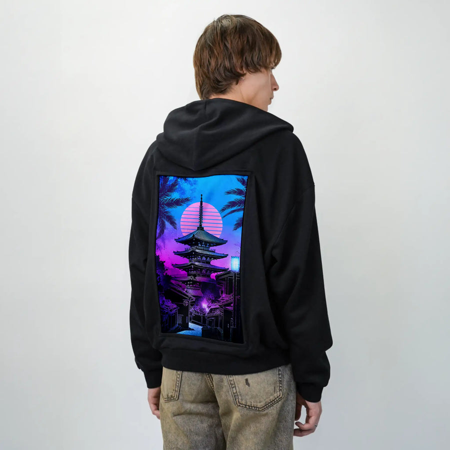 souloftheretroyasakapagoda patch on male essential zip hoodie in after hours
