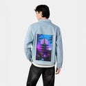 souloftheretroyasakapagoda patch on male og denim jacket in oceanside