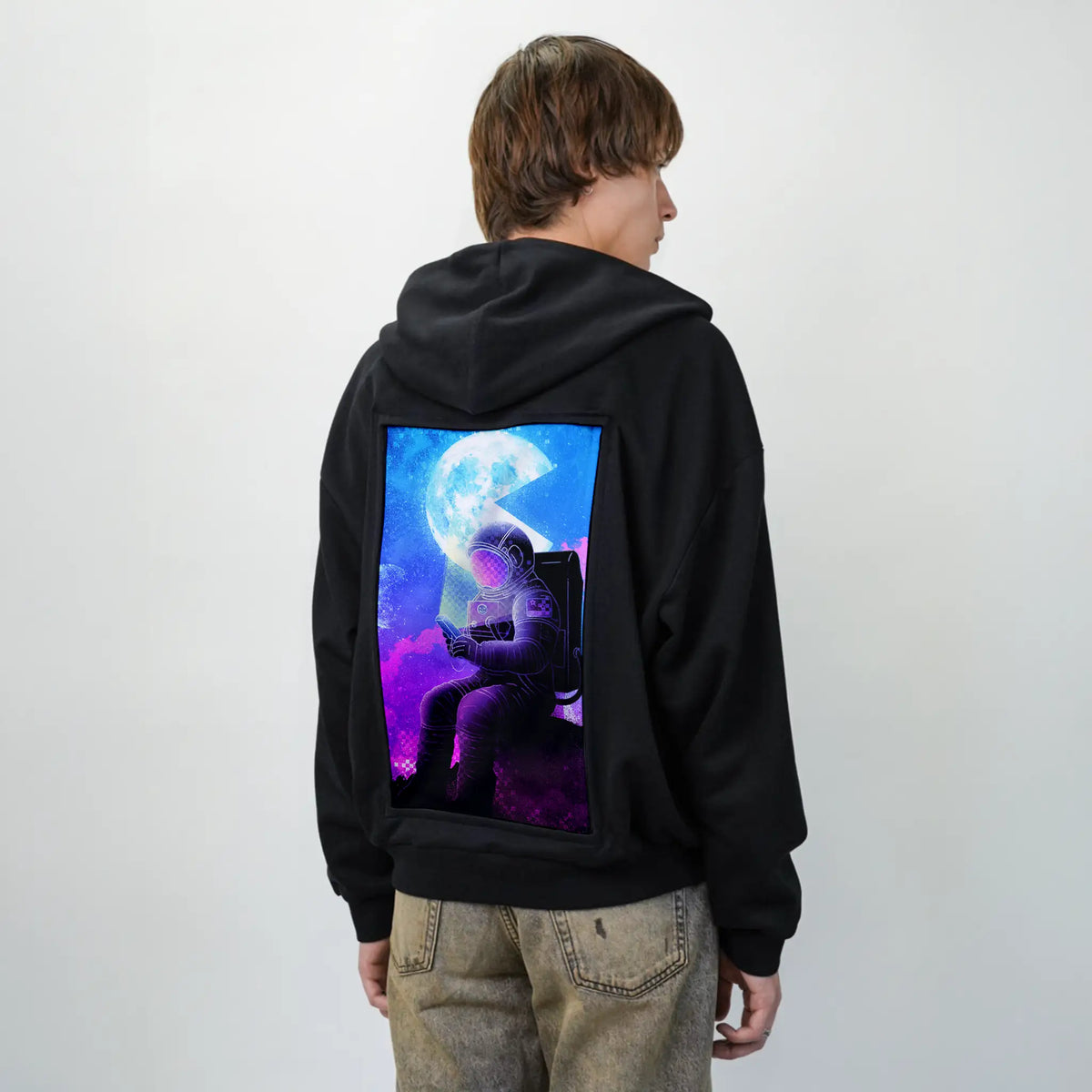 soulofthespacegamer patch on male essential zip hoodie in after hours