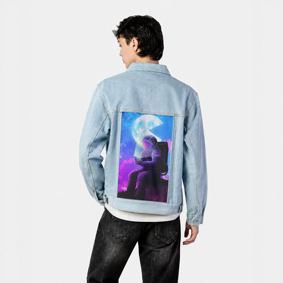 soulofthespacegamer patch on male og denim jacket in oceanside