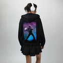 soulofthespacequarterback patch on female essential zip hoodie in after hours