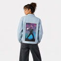 soulofthespacequarterback patch on female og denim jacket in oceanside