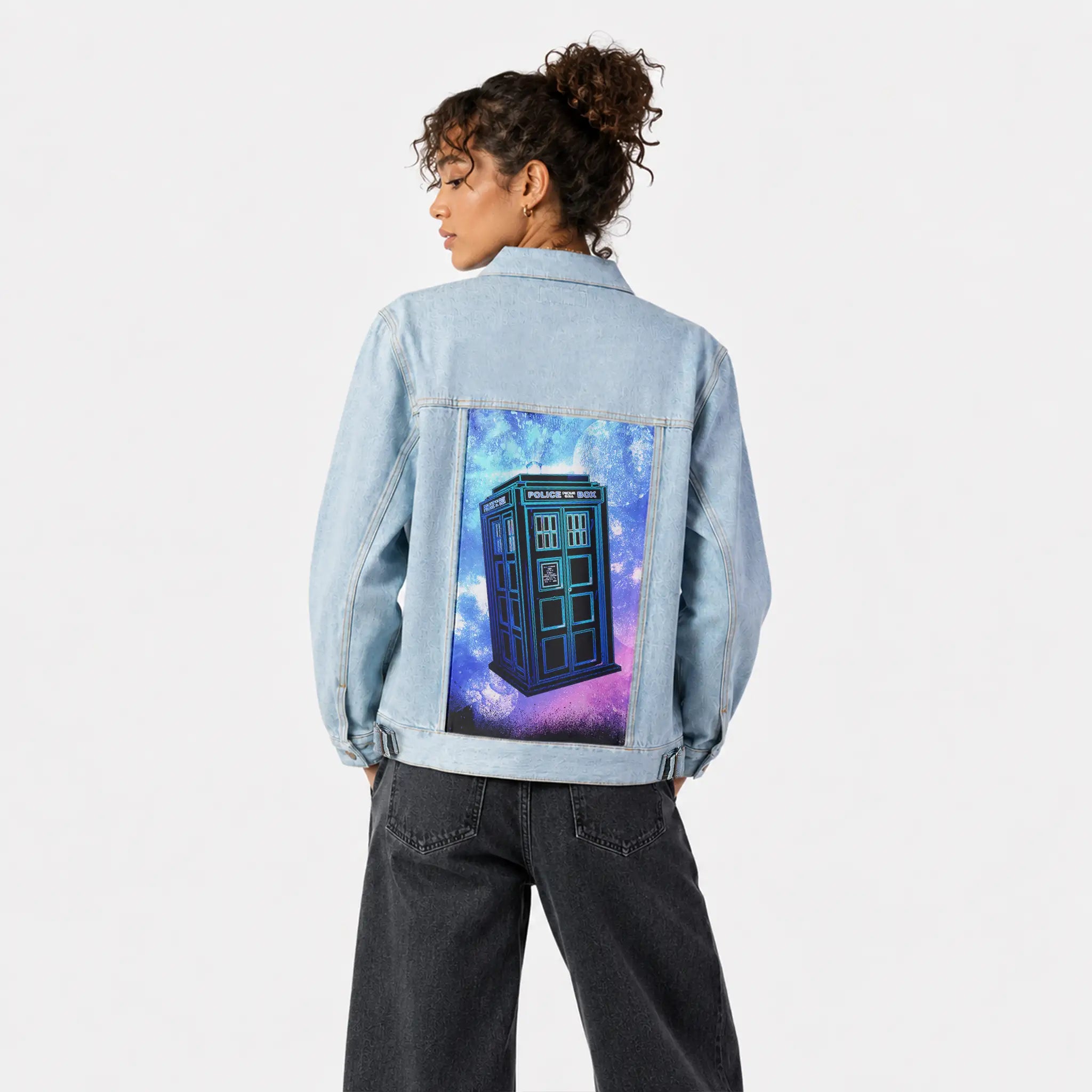 soulofthetimemachine patch on female og denim jacket in oceanside
