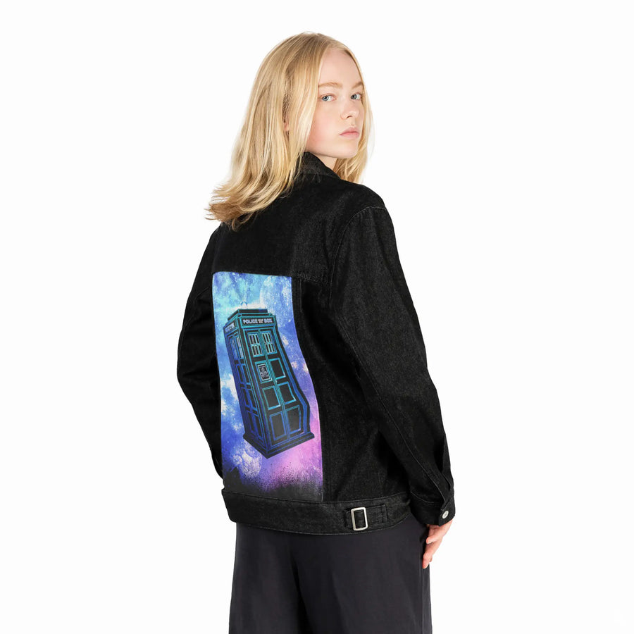 soulofthetimemachine patch on female og denim jacket in raven
