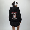 soulplease patch on female essential zip hoodie in after hours
