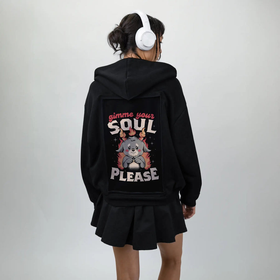 soulplease patch on female essential zip hoodie in after hours