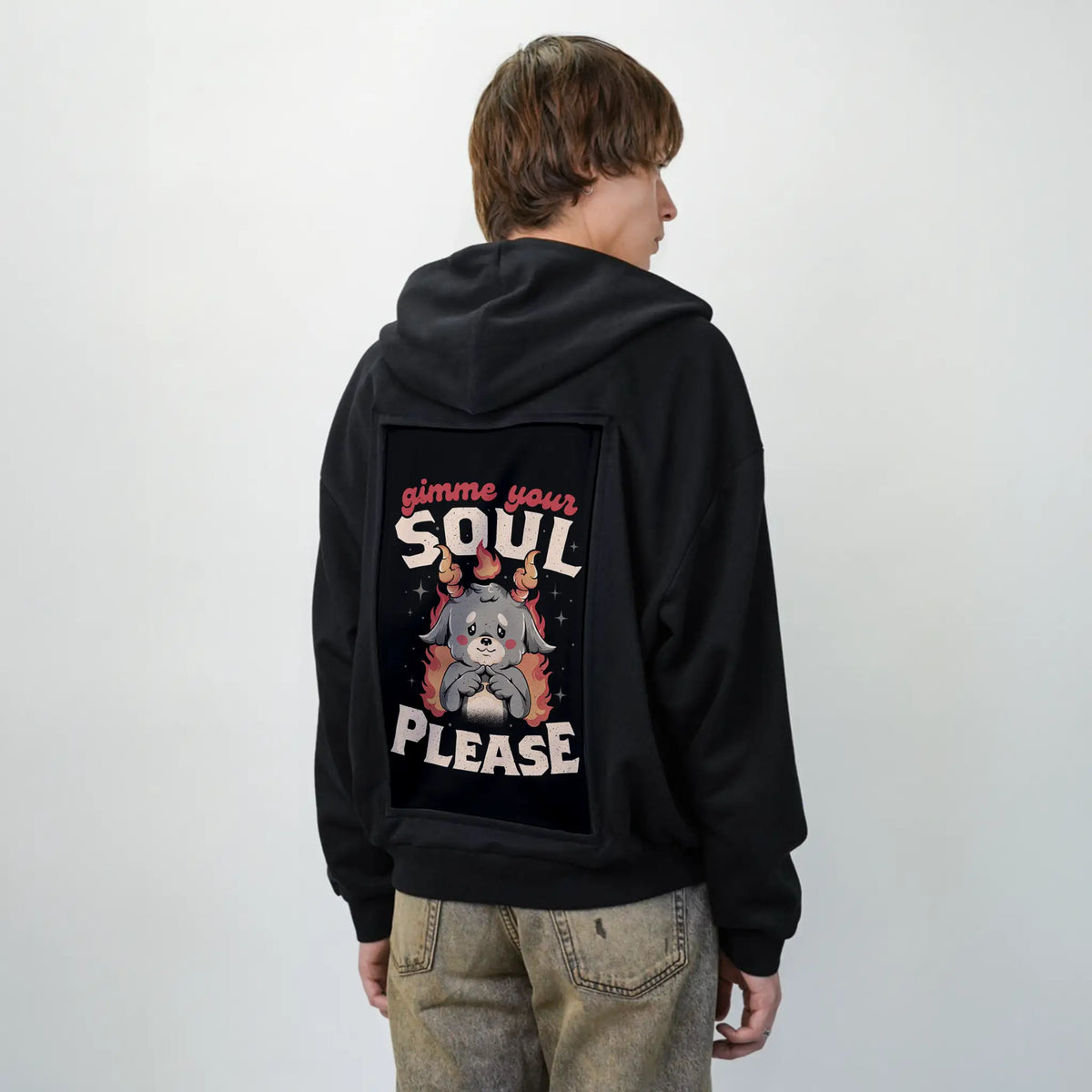 soulplease patch on male essential zip hoodie in after hours