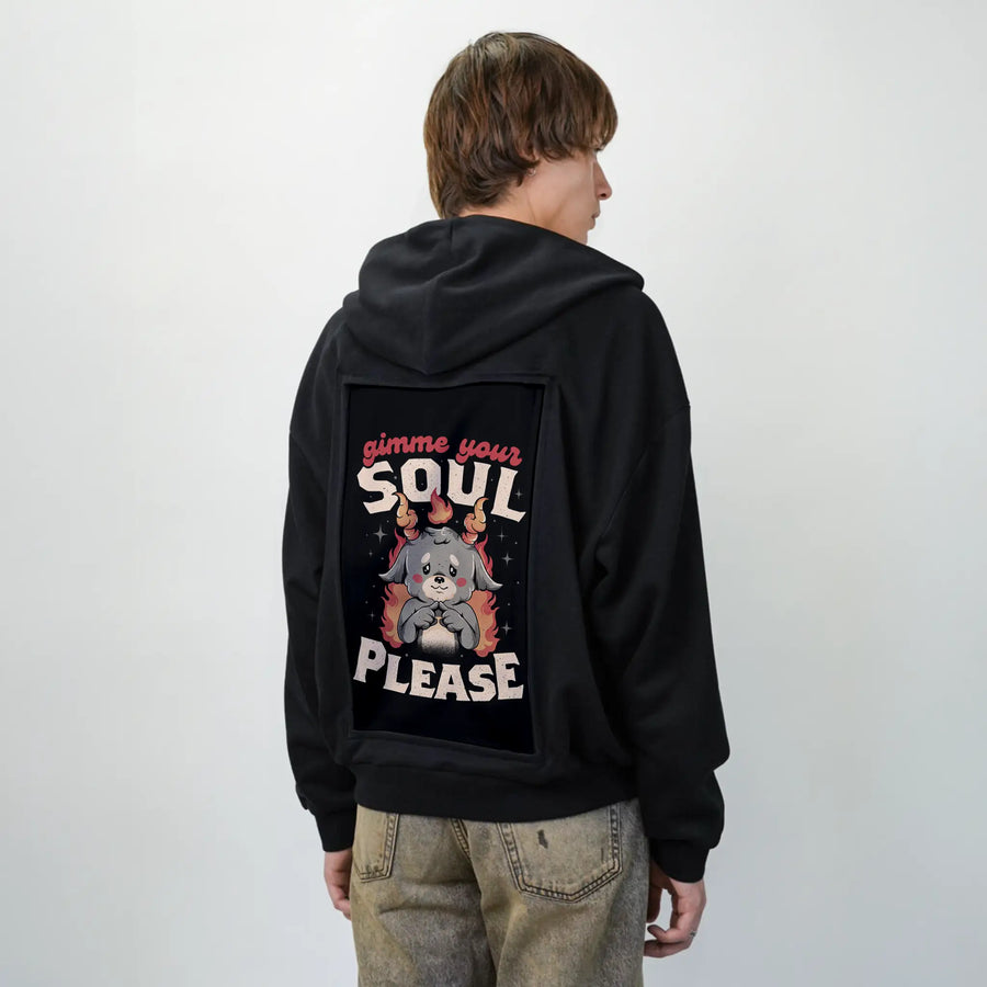soulplease patch on male essential zip hoodie in after hours