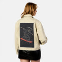 soulskate patch on female atelier canvas jacket in tan