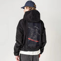 soulskate patch on male retro cord hoodie in onyx