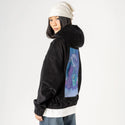 spacecase patch on female retro cord hoodie in onyx