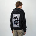 spacedragon patch on male essential zip hoodie in after hours
