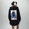 spaceoctopus patch on female essential zip hoodie in after hours