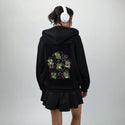 spookyfrogs patch on female essential zip hoodie in after hours