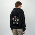 spookyfrogs patch on male essential zip hoodie in after hours