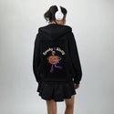 spookyslutty patch on female essential zip hoodie in after hours