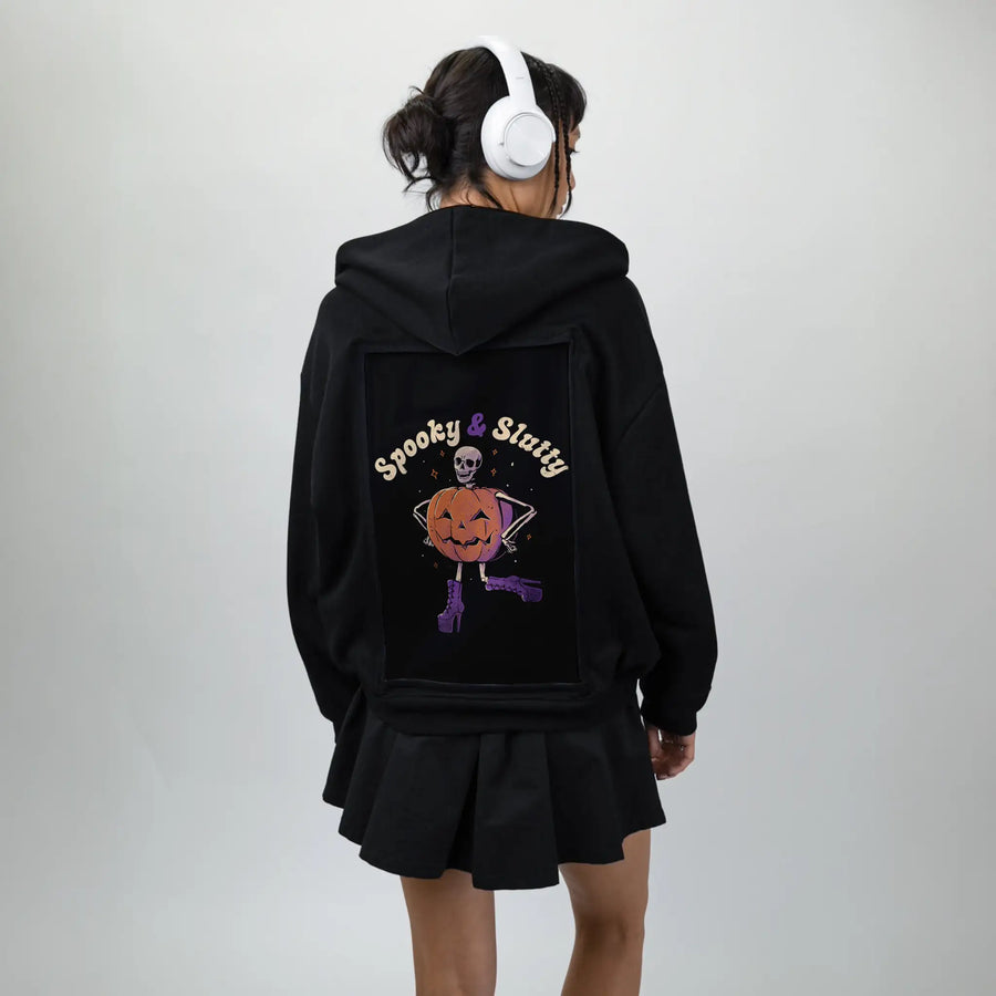 spookyslutty patch on female essential zip hoodie in after hours