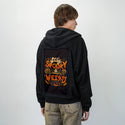 spookyweird patch on male essential zip hoodie in after hours