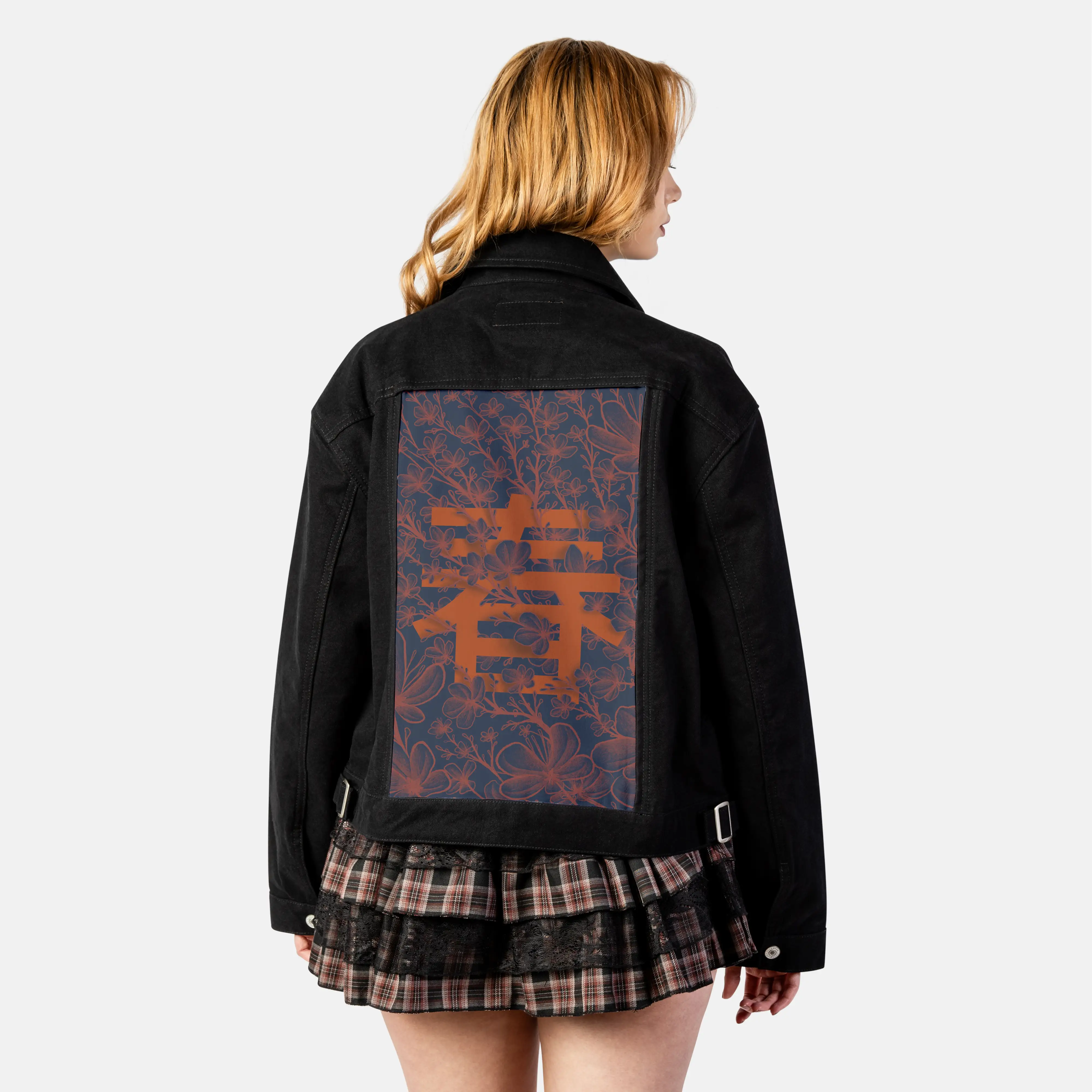 spring patch on female atelier canvas jacket in nightfall