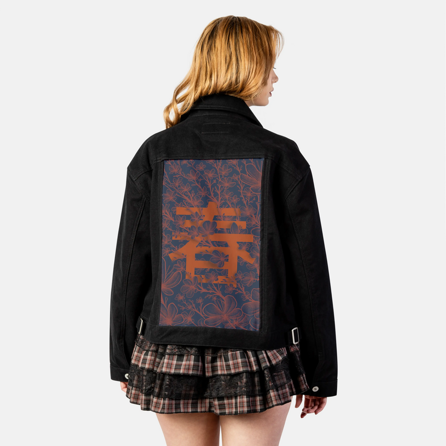 spring patch on female atelier canvas jacket in nightfall