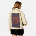 spring patch on female atelier canvas jacket in tan