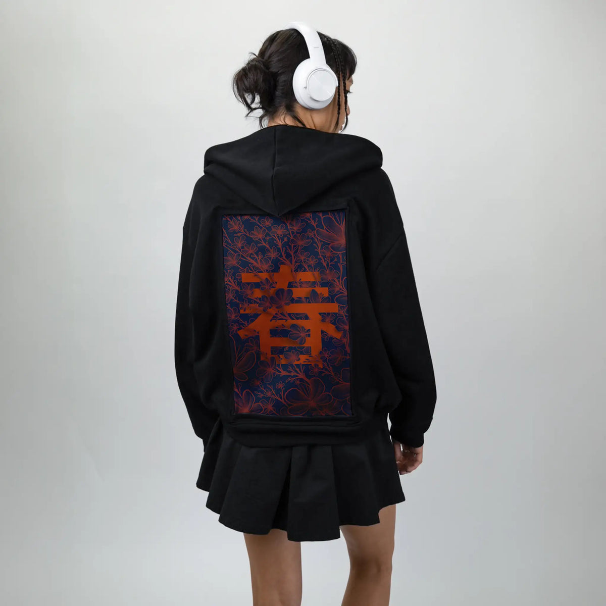 spring patch on female essential zip hoodie in after hours