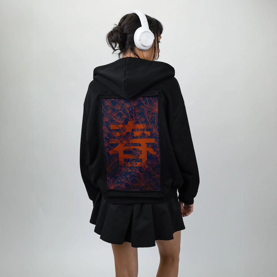 spring patch on female essential zip hoodie in after hours