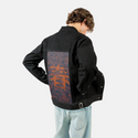 spring patch on male og denim jacket in raven