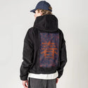 spring patch on male retro cord hoodie in onyx