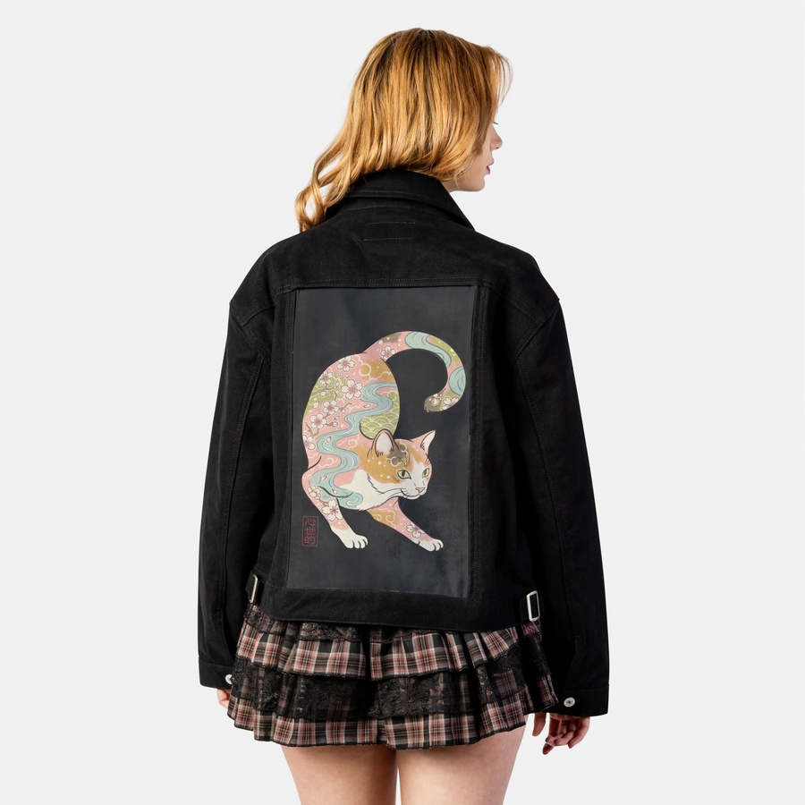 springkitty patch on female atelier canvas jacket in nightfall
