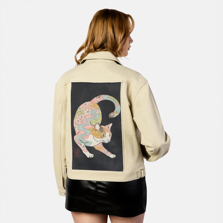 springkitty patch on female atelier canvas jacket in tan