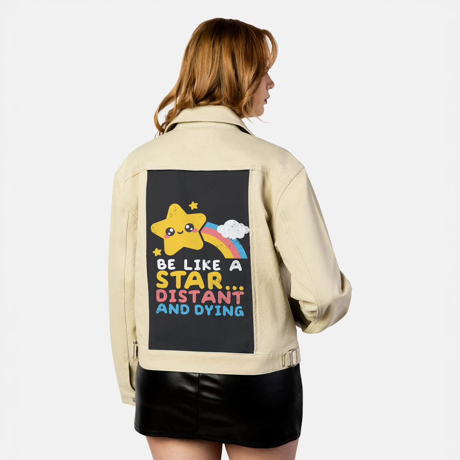 starshine patch on female atelier canvas jacket in tan