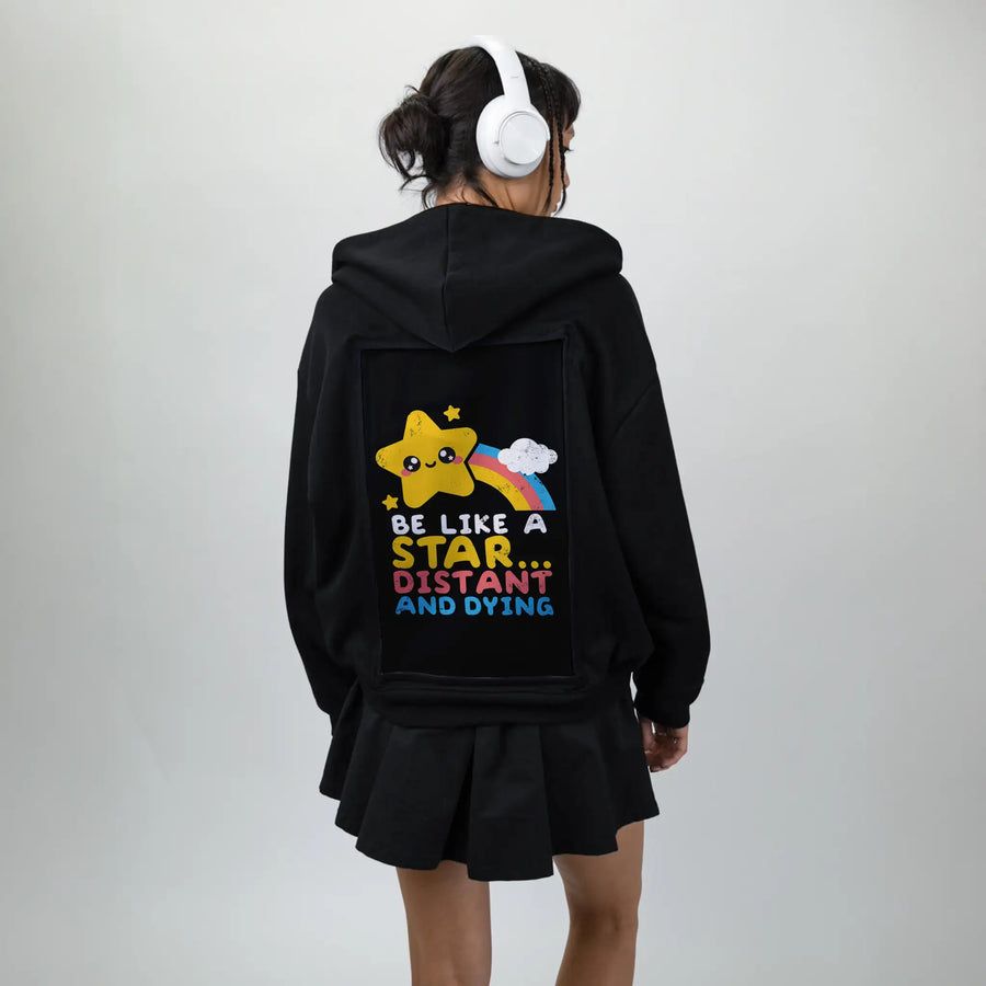starshine patch on female essential zip hoodie in after hours