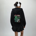 stayawakeatwork patch on female essential zip hoodie in after hours