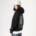 stayawakeatwork patch on female retro cord hoodie in onyx