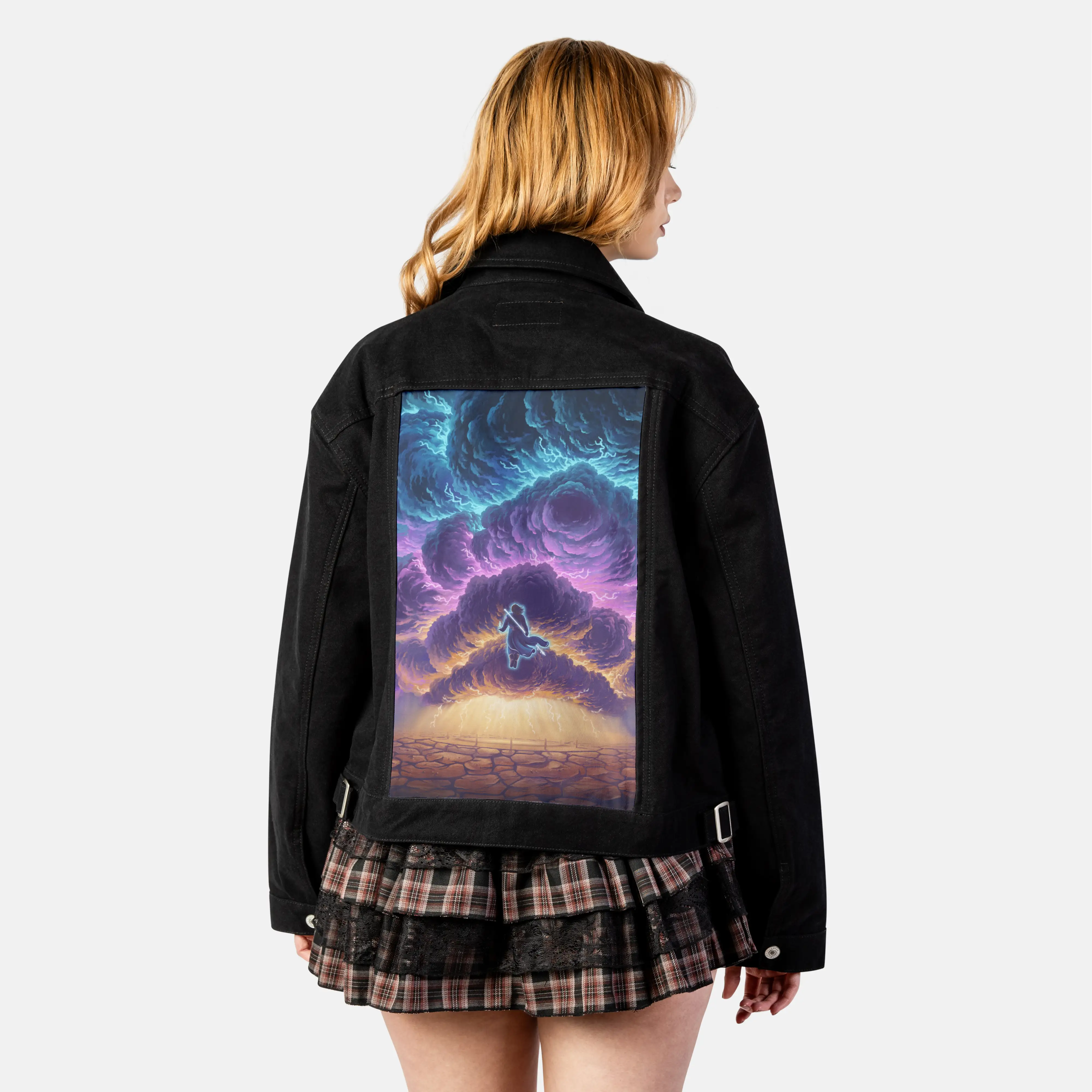 stormblessed patch on female atelier canvas jacket in nightfall