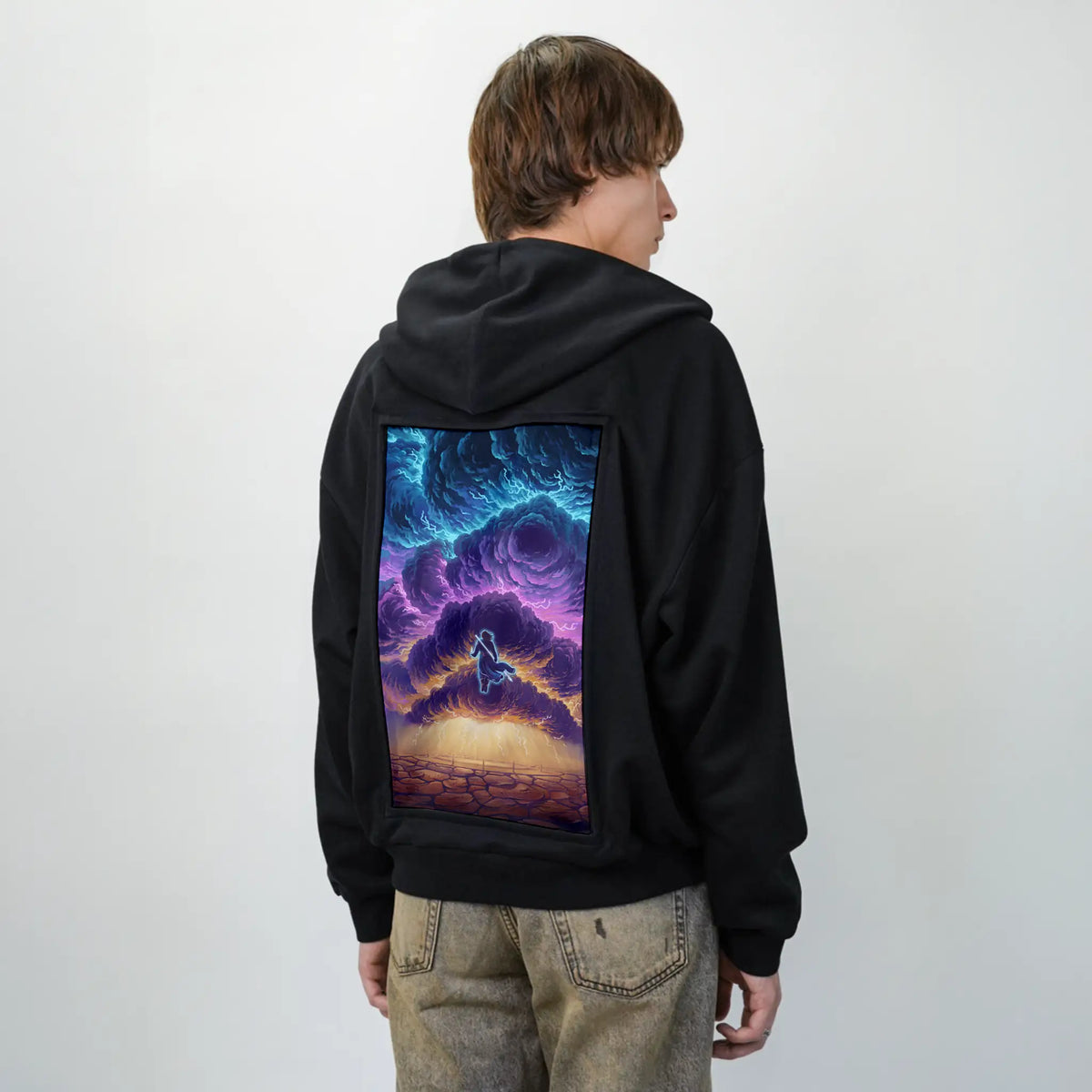 stormblessed patch on male essential zip hoodie in after hours