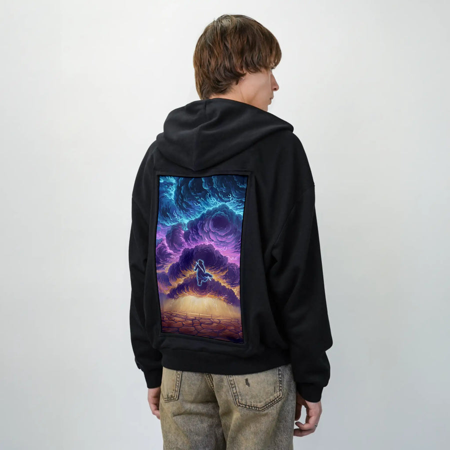 stormblessed patch on male essential zip hoodie in after hours