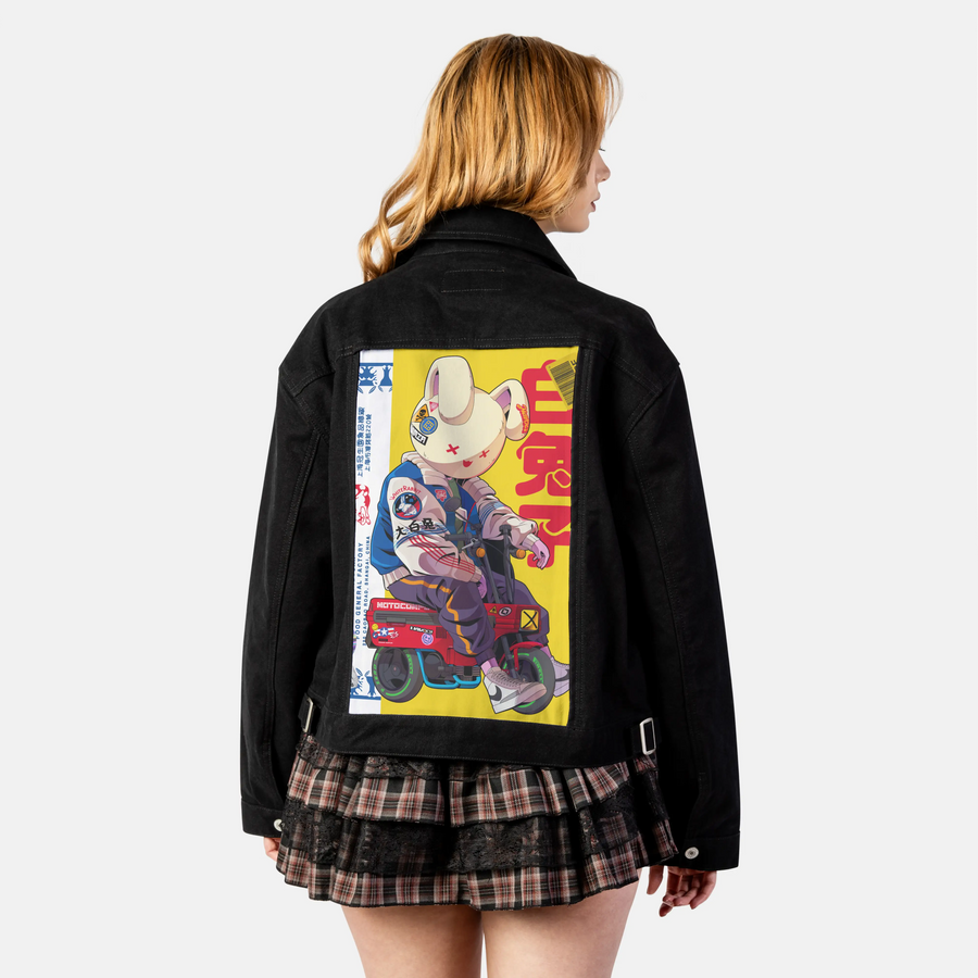 sugarrush patch on female atelier canvas jacket in nightfall