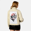 sumiekitsune patch on female atelier canvas jacket in tan
